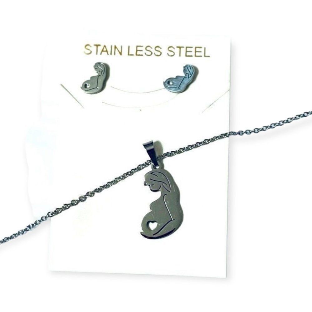NEW Jewelry Set for Mother To BE Stainless Steel Baby Shower Gift Set